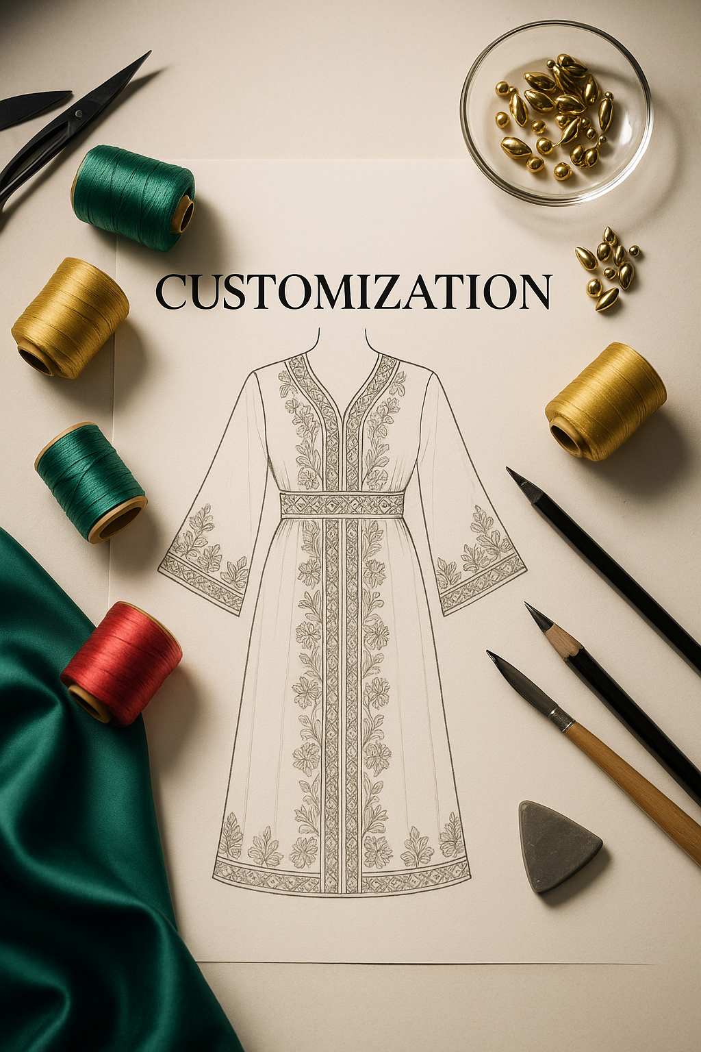 Rich embroidered fabric for made to order