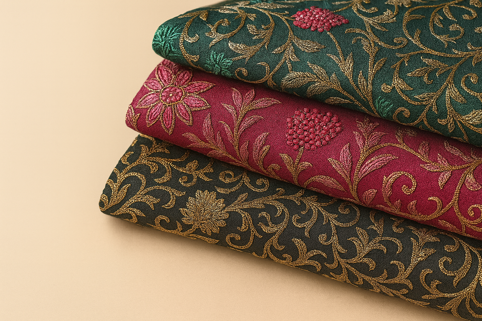 Rich embroidered fabric for made to order