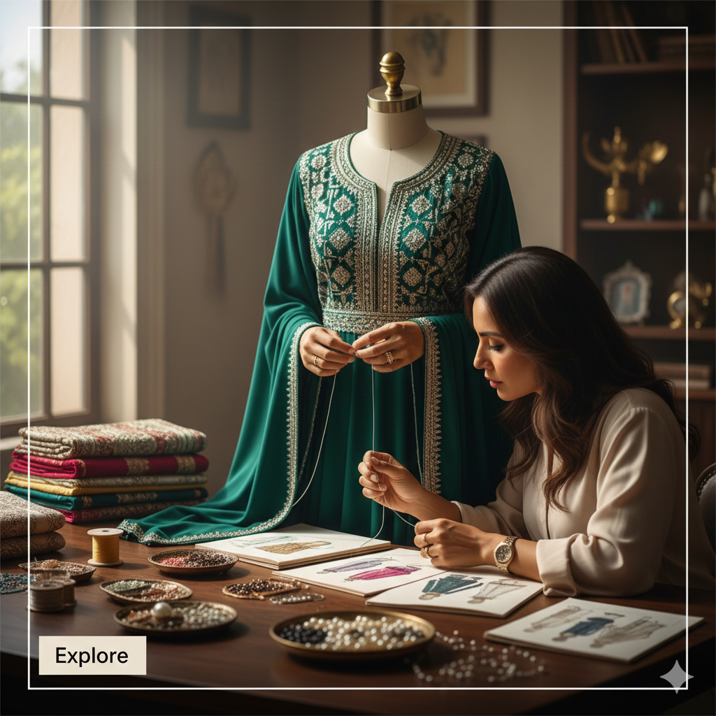 Rich embroidered fabric for made to order